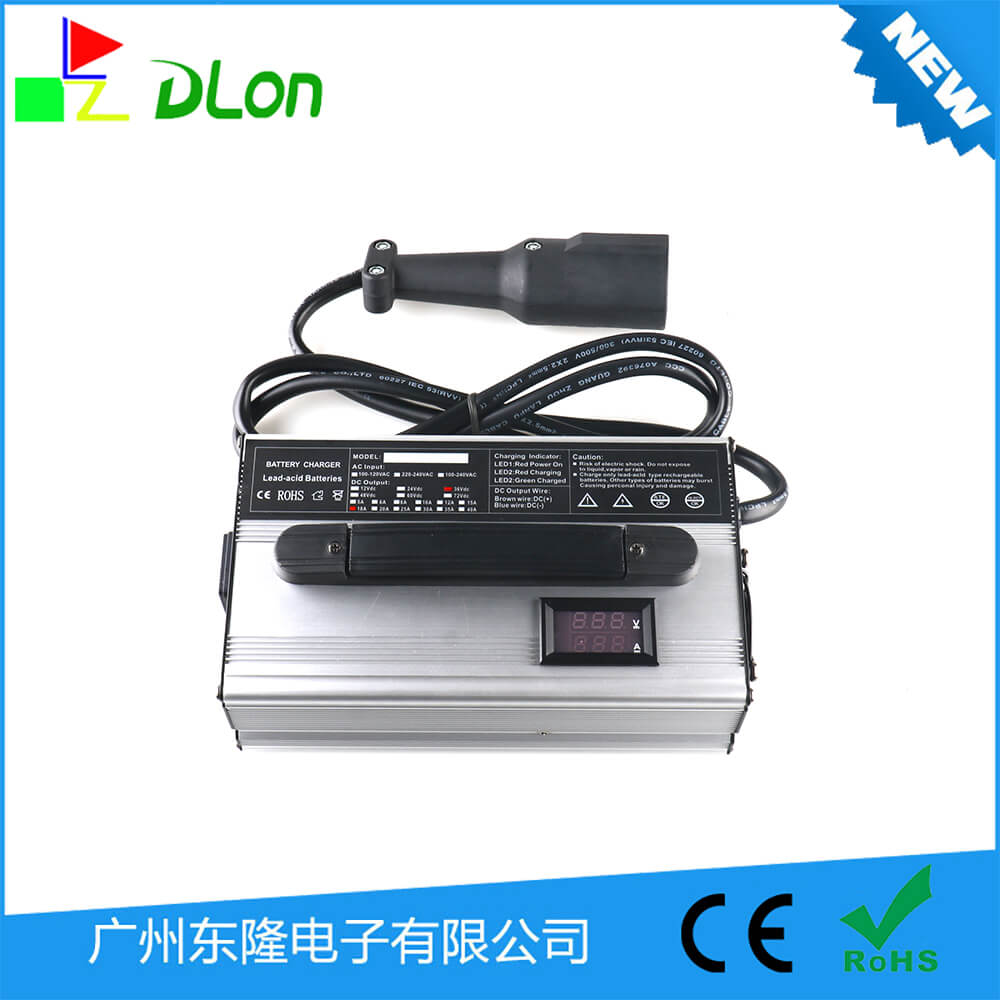 带仪表显示48V15A大圆头高尔夫球车充电器48V铅酸电池充电器